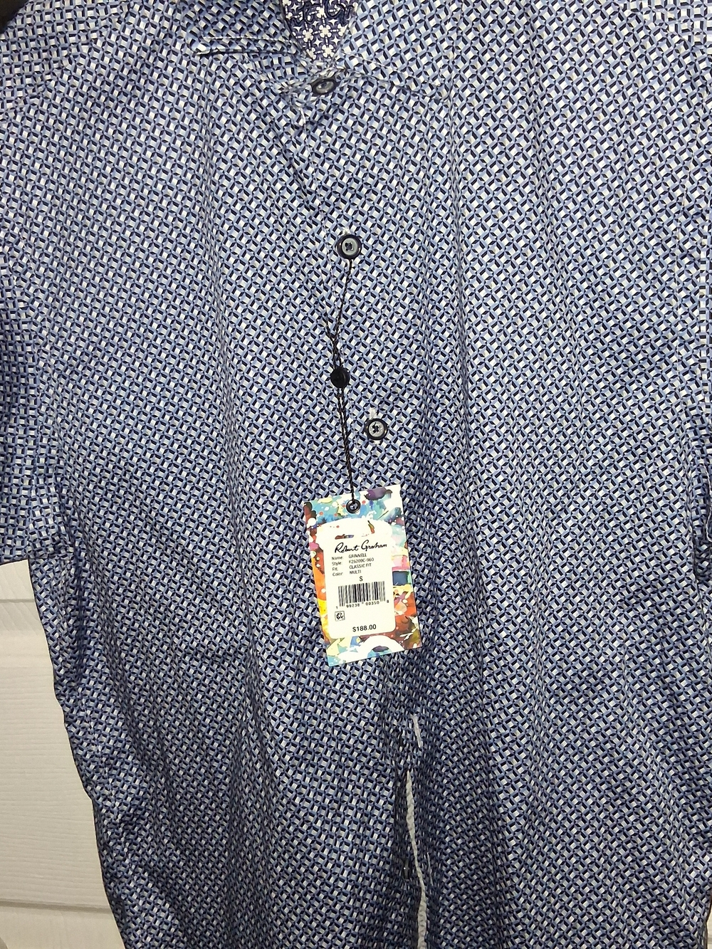 Robert Graham Blue Patterned Casual Button-Down Shirt